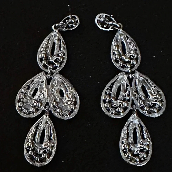 Deep Sapphire Rhinestone Earrings - Picture 2 of 3